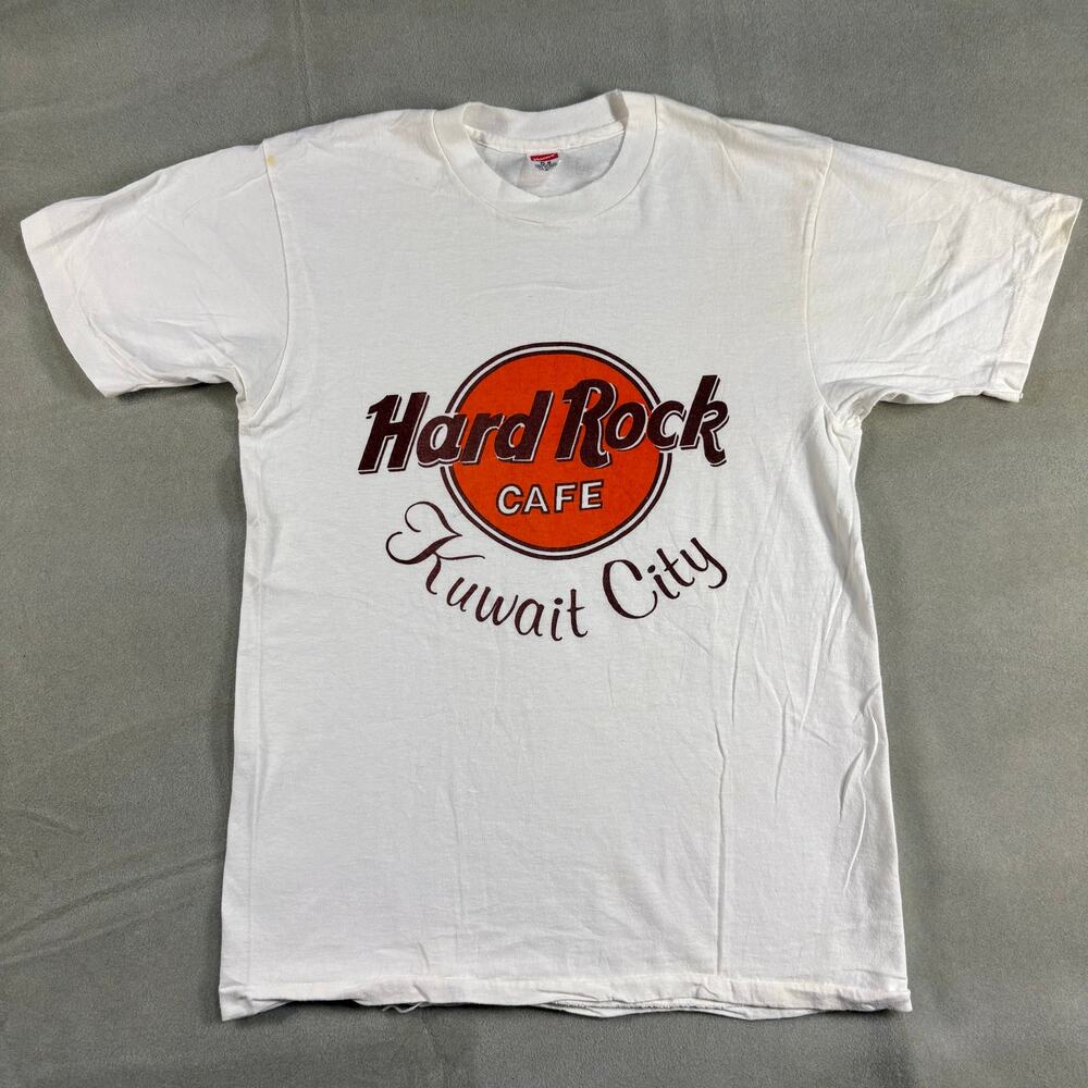 Vintage 90sโ Hard Rock Cafe Kuwait City Hanes Single Stitch T-Shirt Sz Small